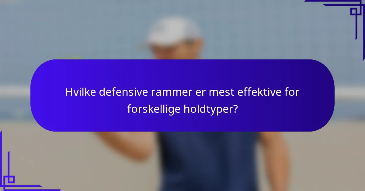 Hvilke defensive rammer er mest effektive for forskellige holdtyper?