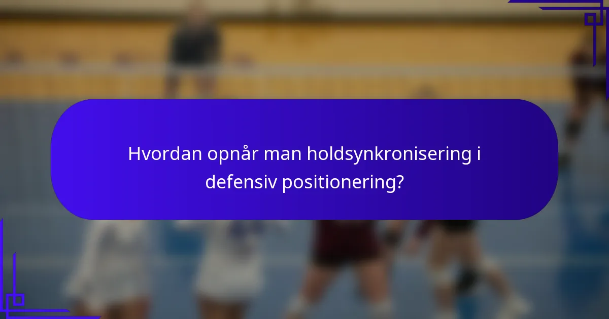 Hvordan opnår man holdsynkronisering i defensiv positionering?